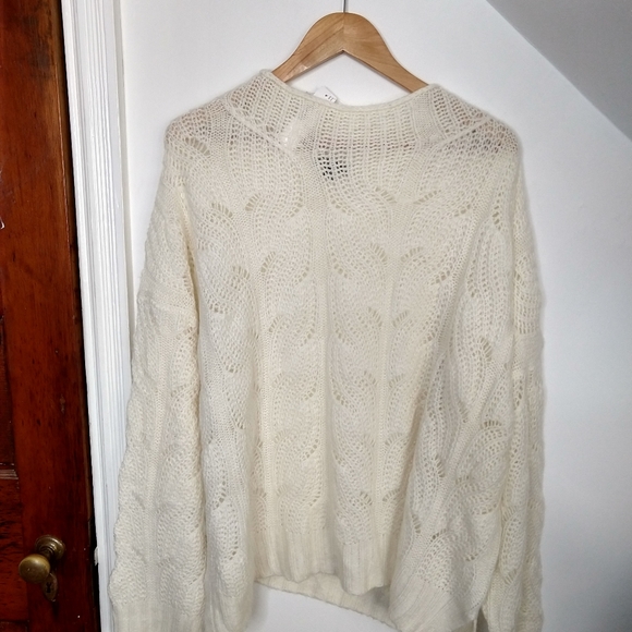 J.CREW Pointelle Cable Chunky Knit Sweater Ivory - Picture 2 of 7